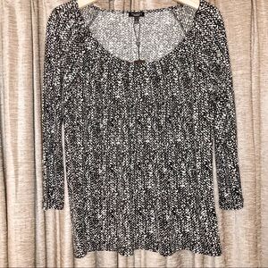 NWT Talbots Black & White Three Quarter Sleeve Top